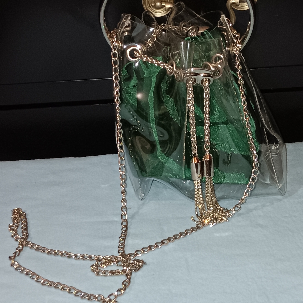Transparent Green and Silver Chain Bag